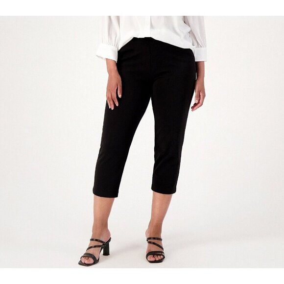 Susan Graver Regular LK Fusion Pull-On Crop Pant Black,XL - Picture 1 of 1